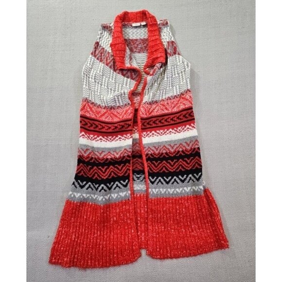 Cato Women's Multi Color Long Open Front Cardigan Sweater Vest Size Medium EUC - Picture 1 of 11